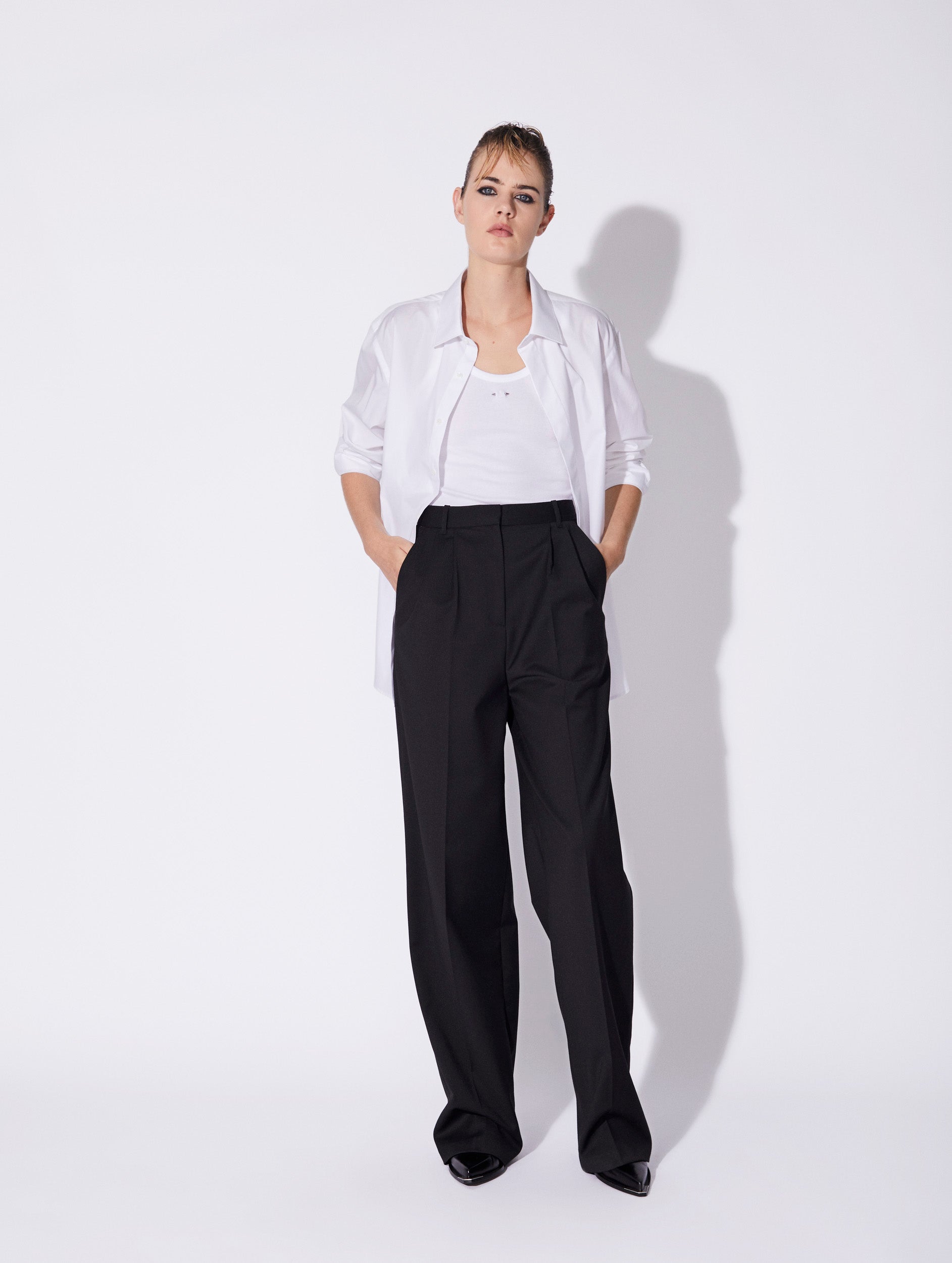 Women Ready-to-Wear | Black stretch wool high waisted pleated
