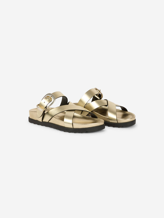 Gold leather anatomic sandals