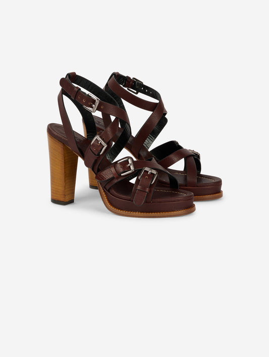 Chocolate leather platform sandals