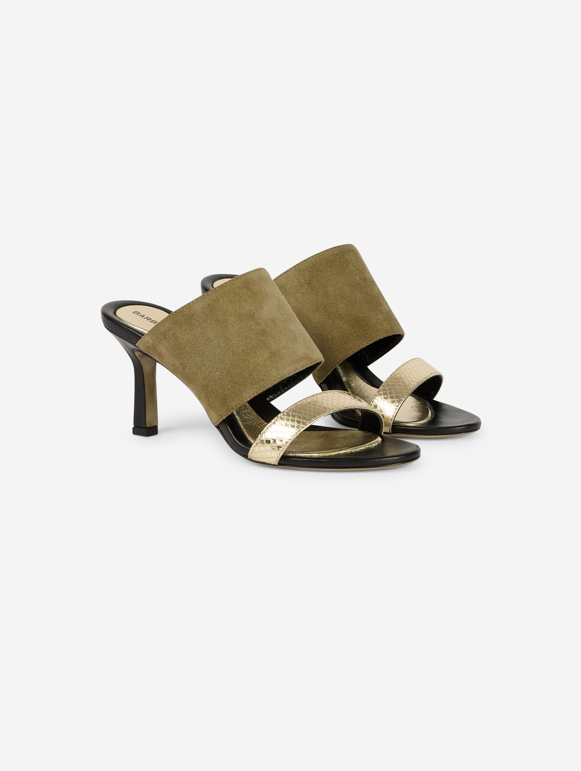 【PORTERNA】Burt suede high-heel mules Black Suede with Mesh Heeled Mules | Malone Souliers