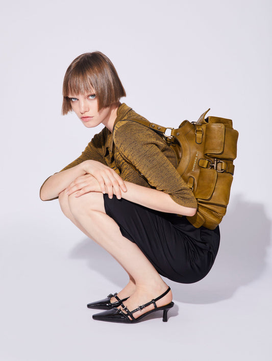 Olive green leather BB RE-EDITION bag