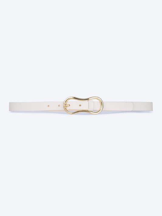 Thin ivory leather belt