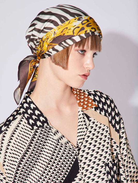Tropical print silk scarf