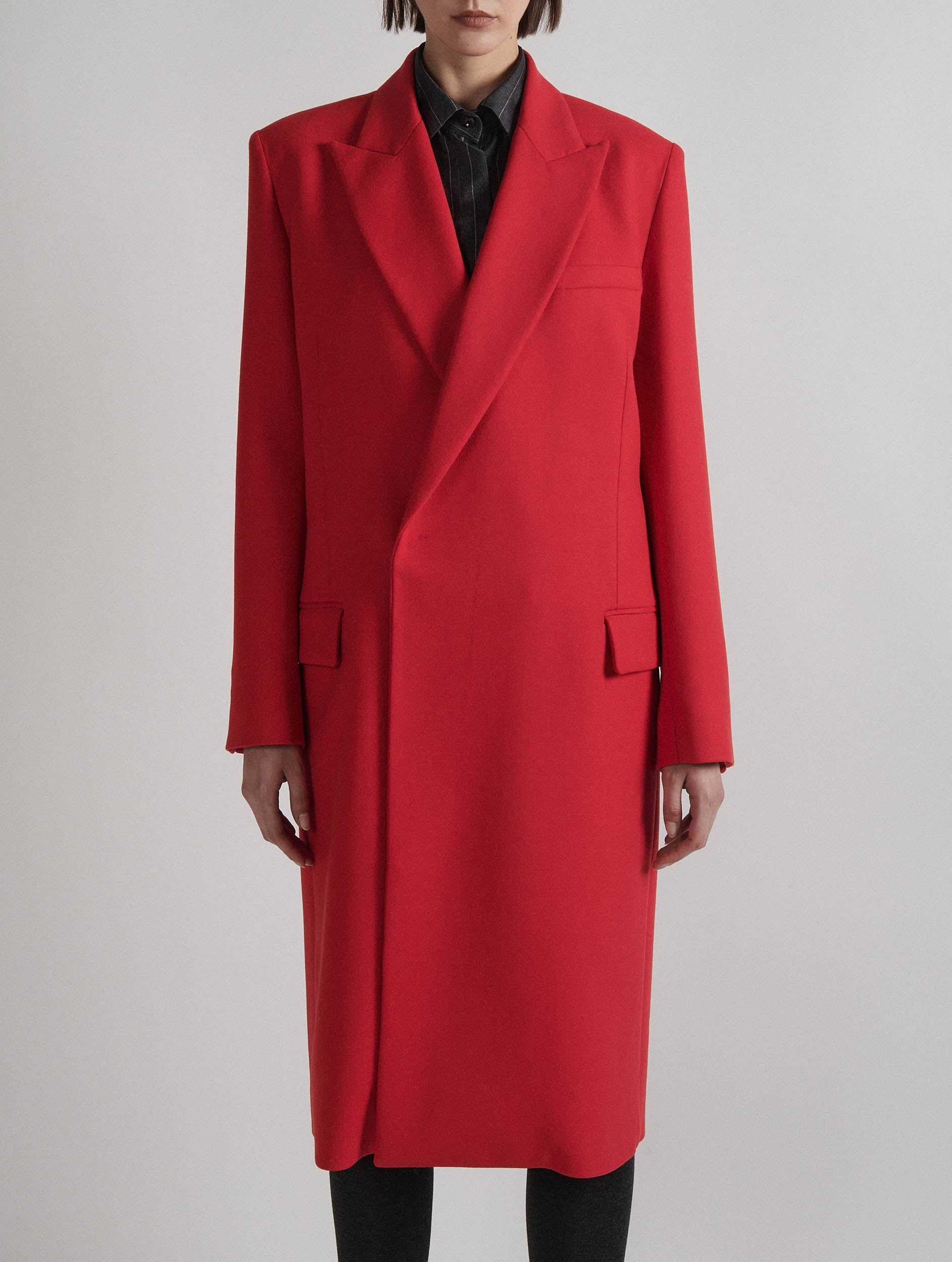 Women Ready-to-wear | Red double gabardine overcoat | Barbara Bui