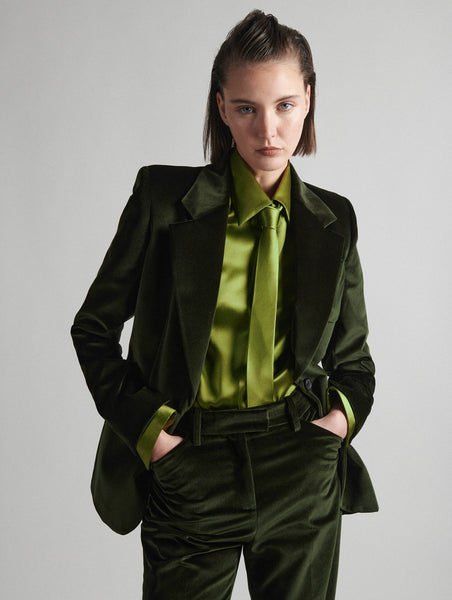 Women Ready-to-wear | Fitted green velvet jacket | Barbara Bui Official Online Store Women Ready-to-wear | Fitted green velvet jacket | Barbara Bui Official Online Store