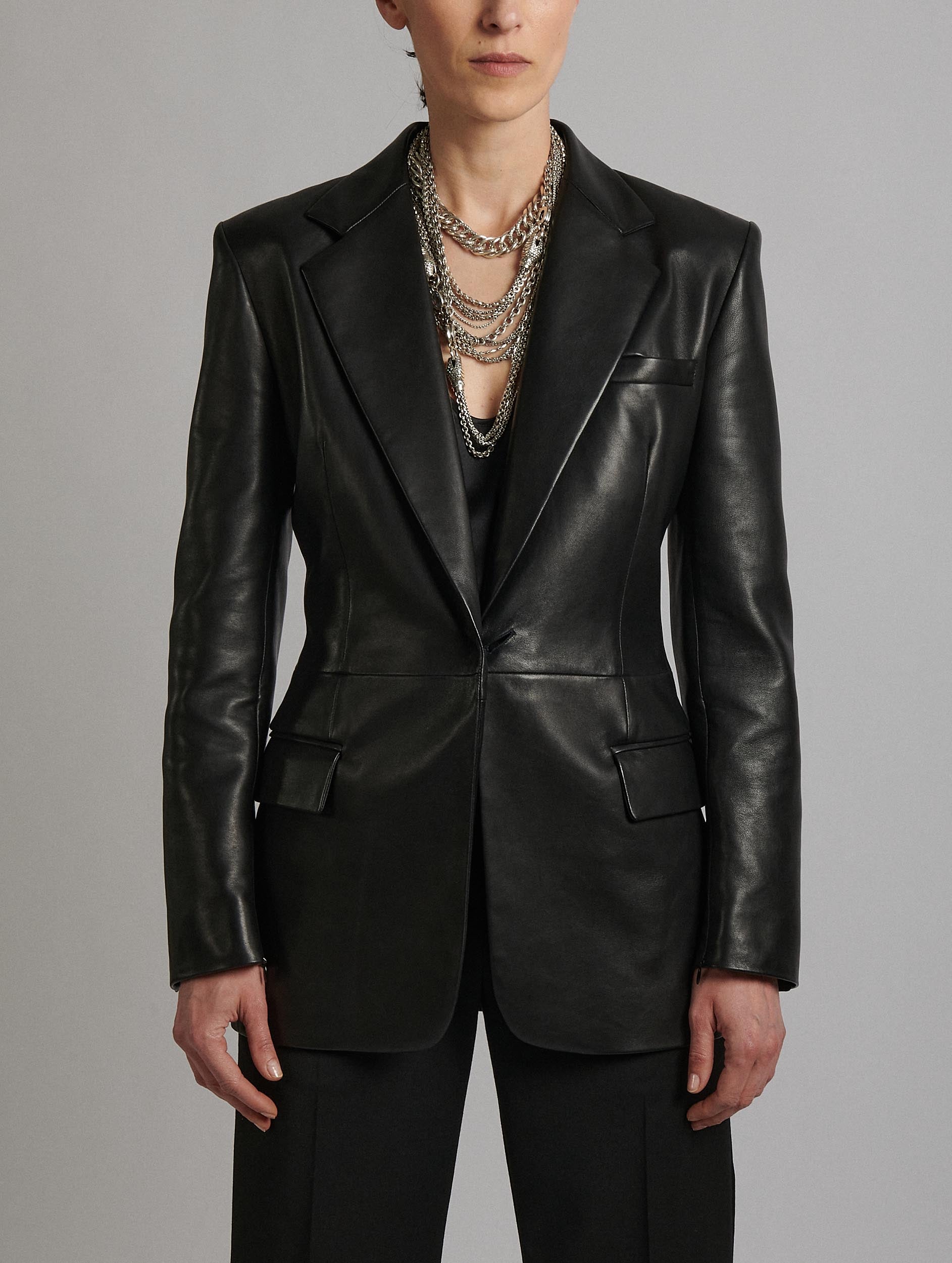 Women Ready-to-wear | Black leather suit jacket | Barbara Bui Official Online Store Women Ready-to-wear | Black leather suit jacket | Barbara Bui Official Online Store