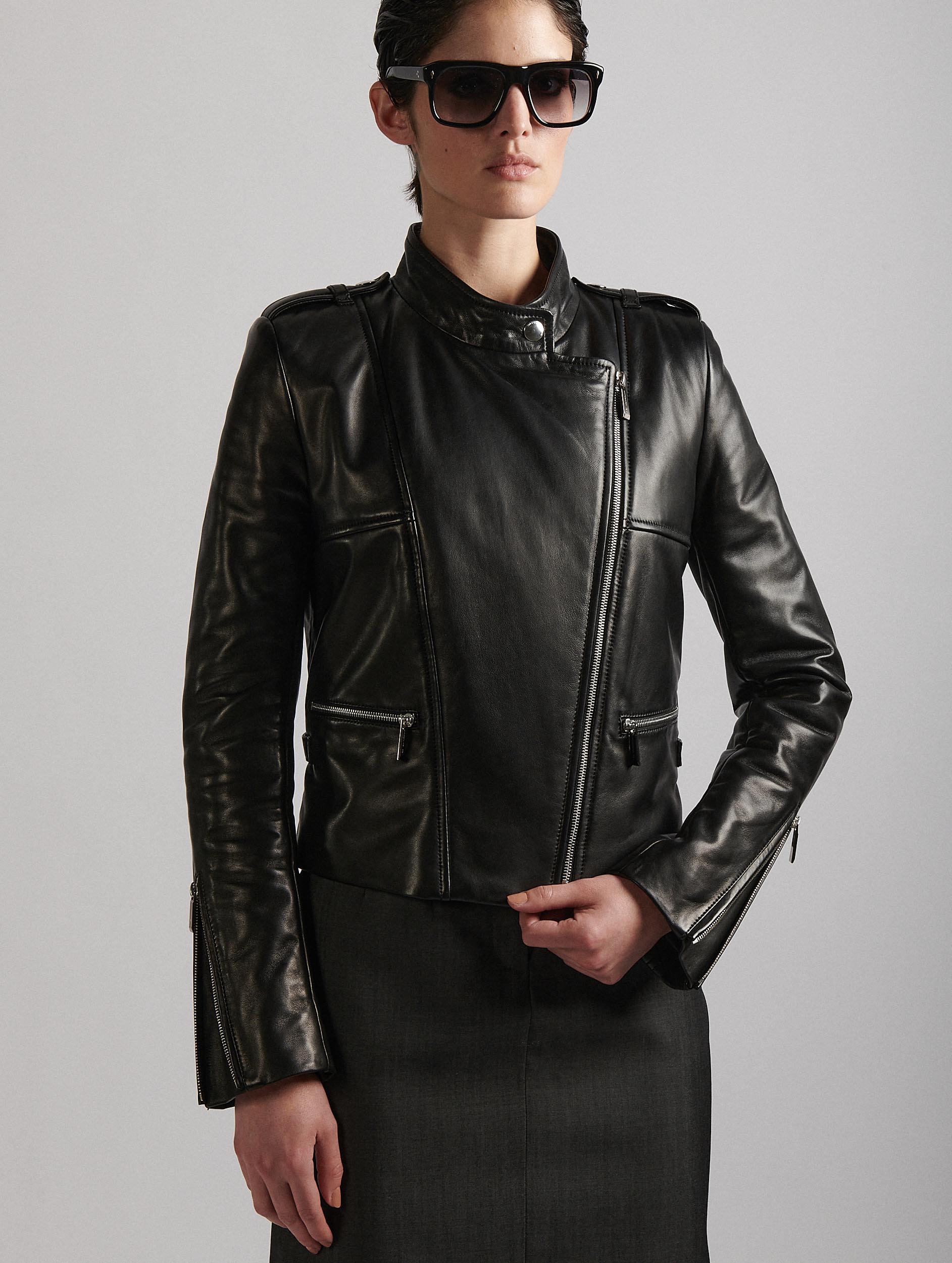 Women Ready-to-wear | Black leather biker jacket | Barbara Bui