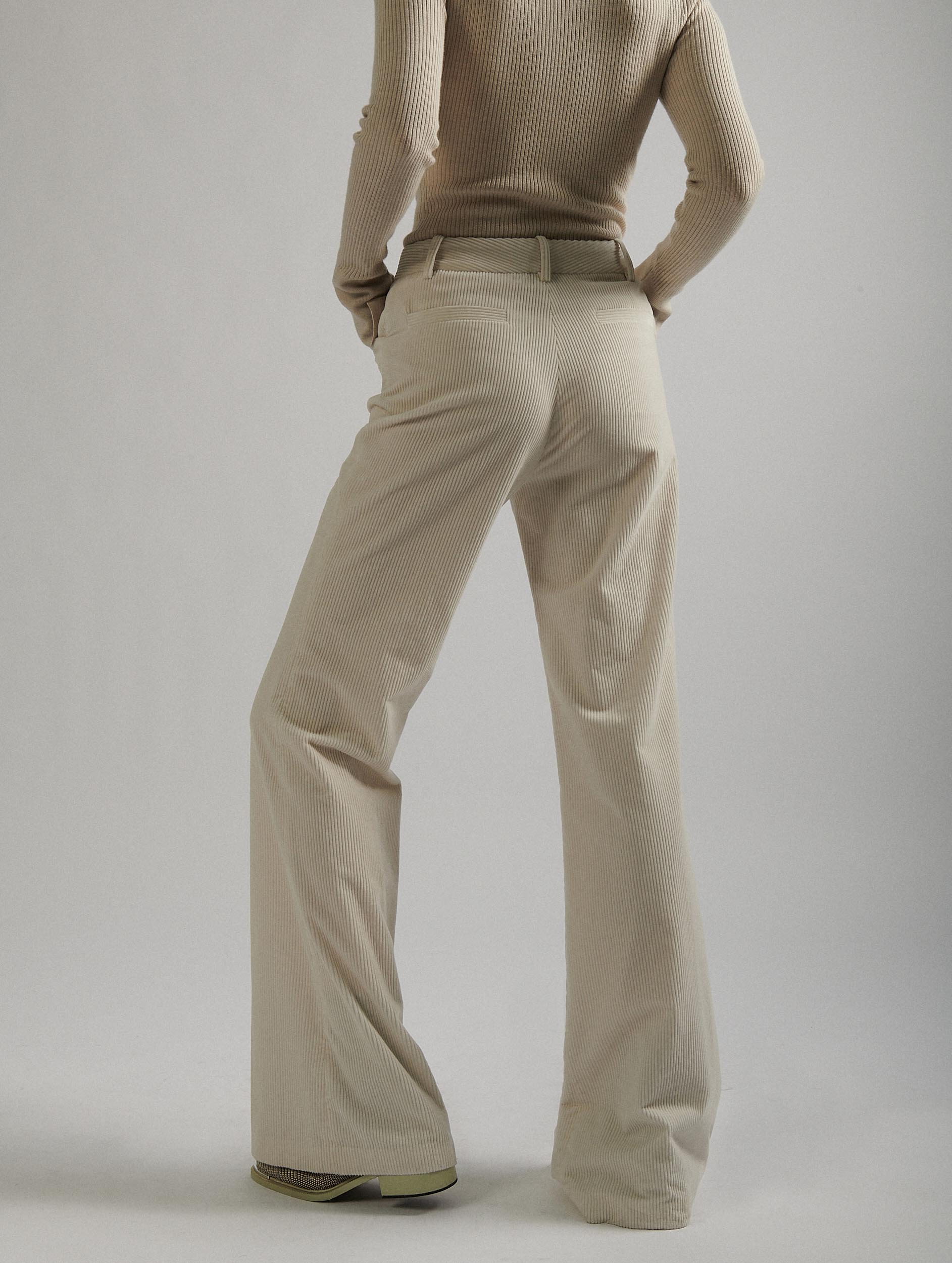 Women Ready-to-wear | Off-white flared corduroy trousers