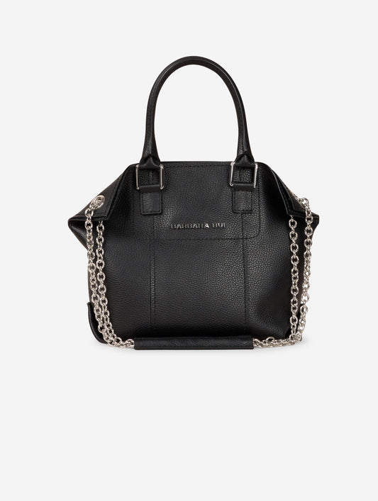 Black grained leather "Little Chamallow" tote bag