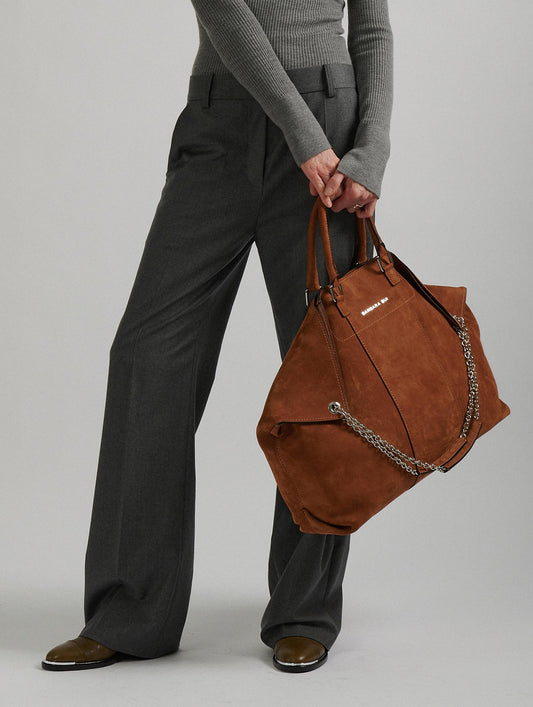 "Big Chamallow" tote bag in chestnut nubuck