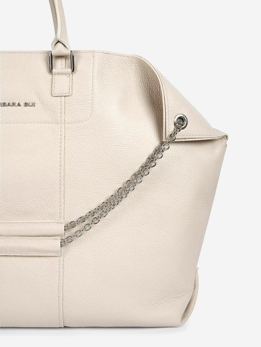 "Big Chamallow" tote bag in ivory grained leather