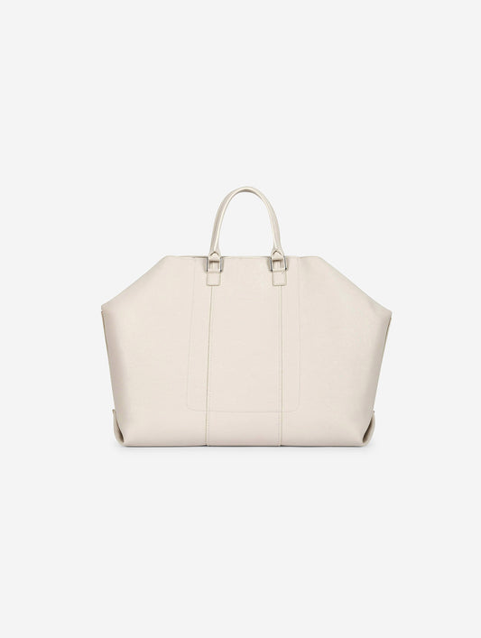 "Big Chamallow" tote bag in ivory grained leather