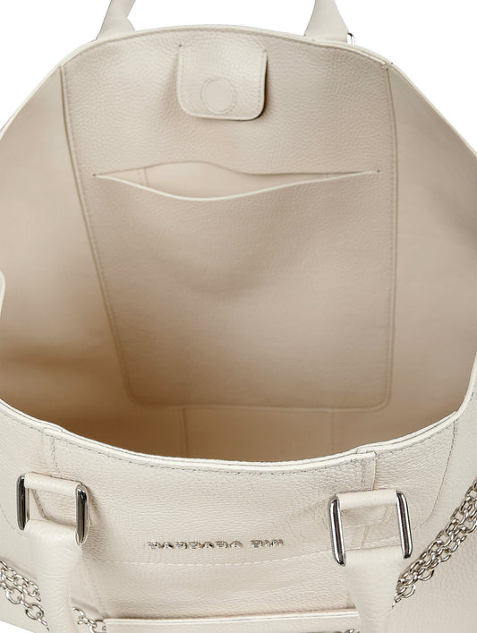 "Big Chamallow" tote bag in ivory grained leather
