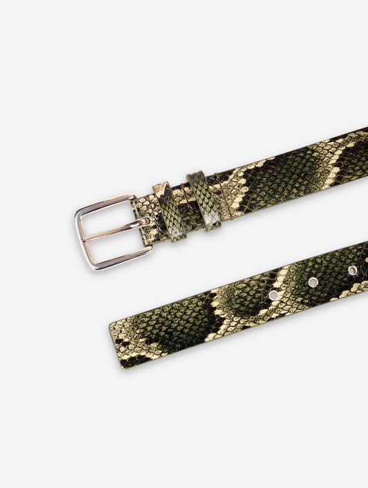 Medium belt in khaki reptile