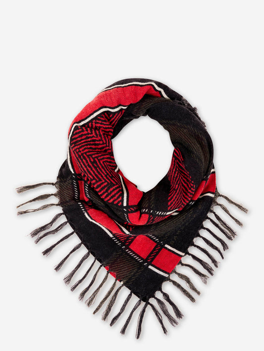 Red and black print wool scarf