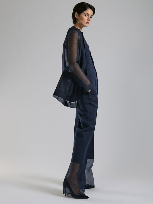 Navy silk organza jacket