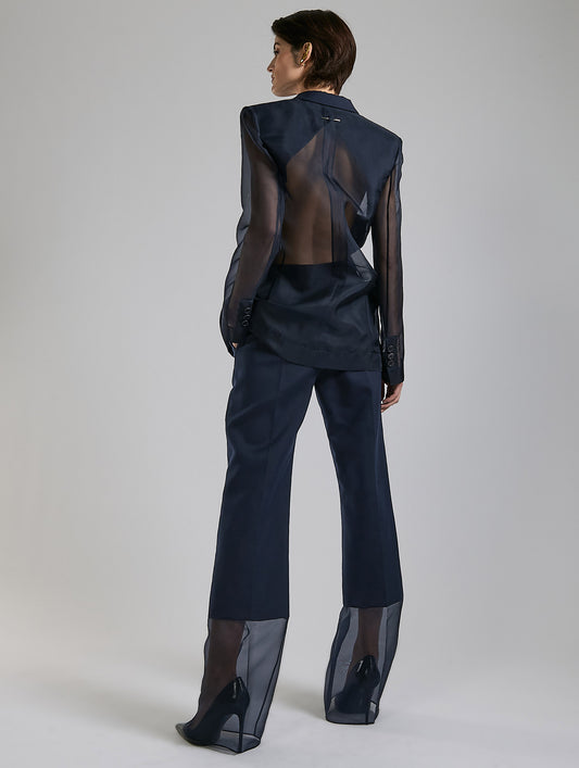 Navy silk organza jacket