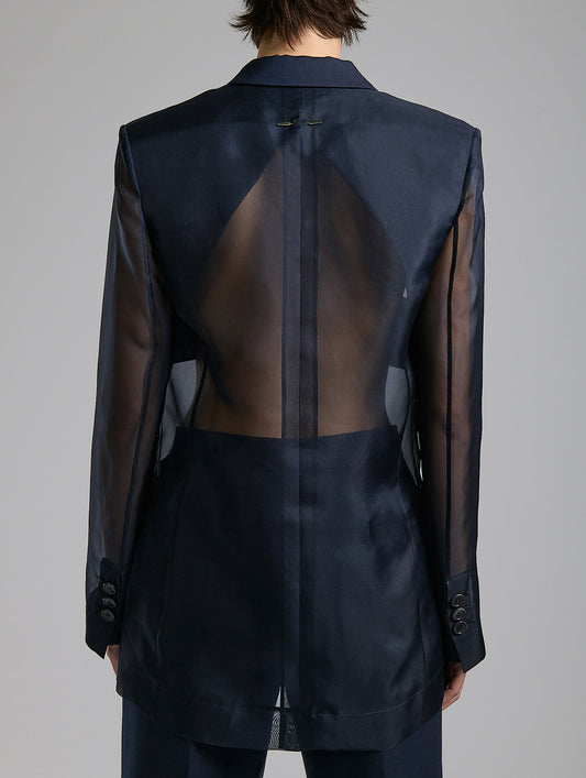 Navy silk organza jacket