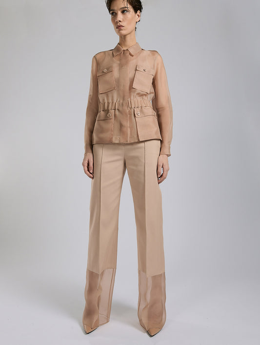 Nude silk organza safari jacket