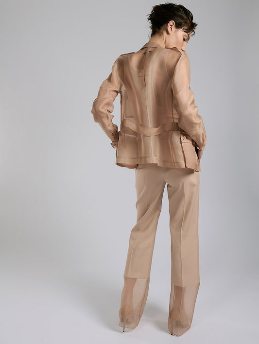 Nude silk organza safari jacket