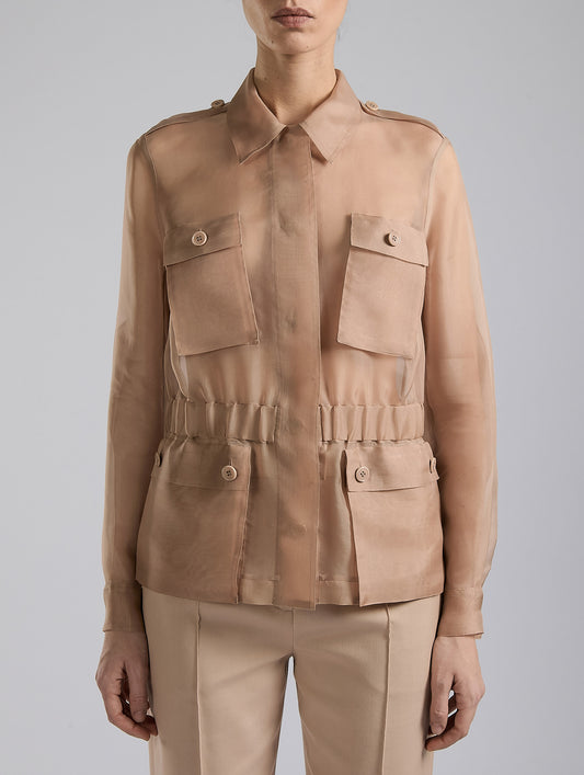 Nude silk organza safari jacket