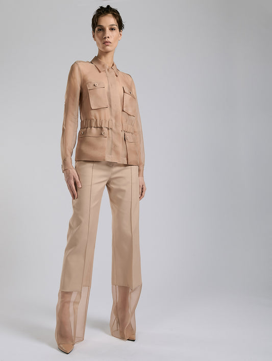 Nude silk organza safari jacket