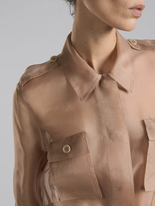 Nude silk organza safari jacket
