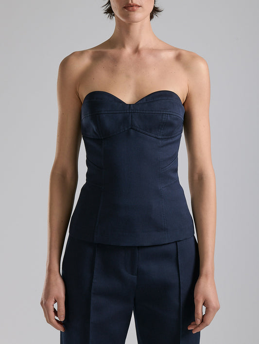 Navy silk cotton radzimir bustier