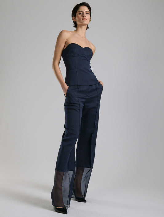 Navy silk cotton radzimir bustier