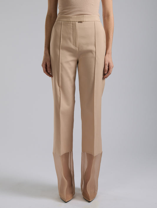 Nude cotton silk radzmir and organza trousers