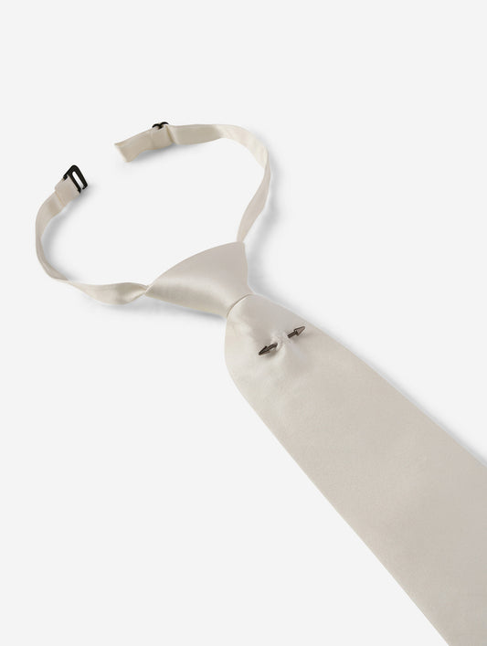 White silk satin tie