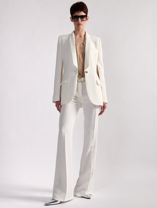 Zipped-sleeve suit jacket in ivory caddy