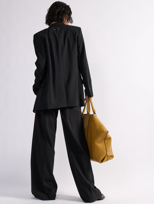 Black woollen canvas straight jacket