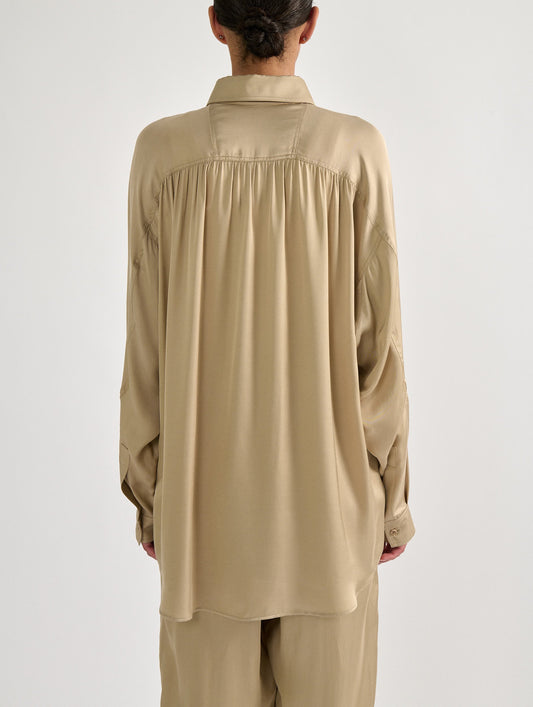 Sand lightweight viscose satin shirt