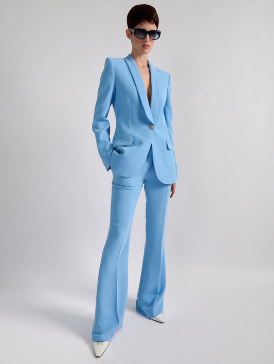 Blue caddy bootleg suit trousers