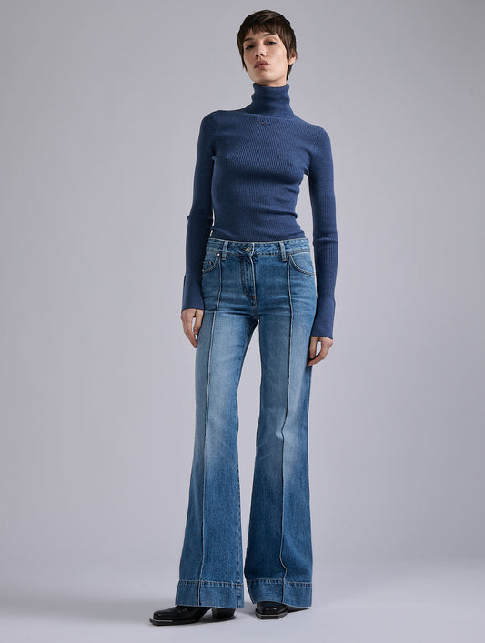 Blue denim flare jeans