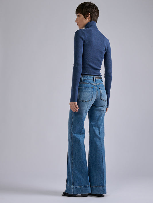 Blue denim flare jeans