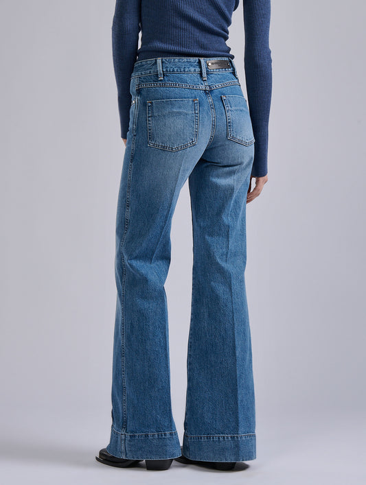Blue denim flare jeans
