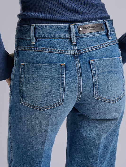 Blue denim flare jeans