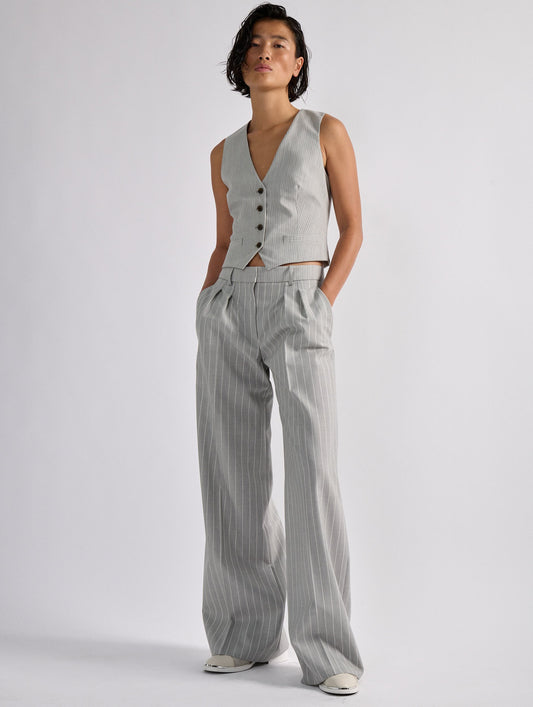 Grey tennis stripe low-rise trousers