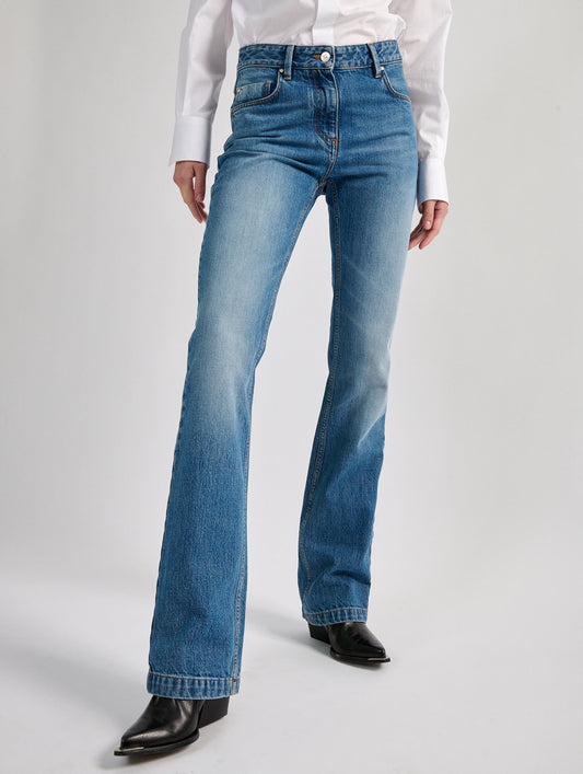 Blue denim 5-pocket straight fit jeans