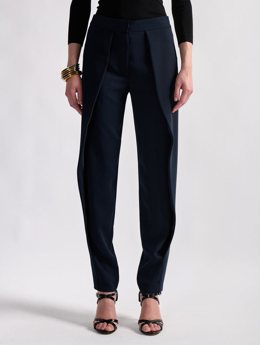 Navy caddy pleated trousers