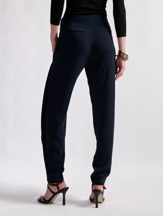 Navy caddy pleated trousers