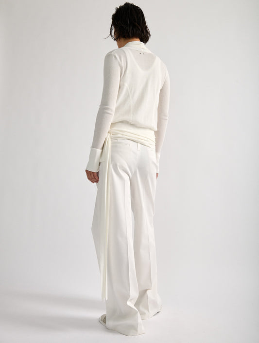 Ivory knitted wrap-around sweater