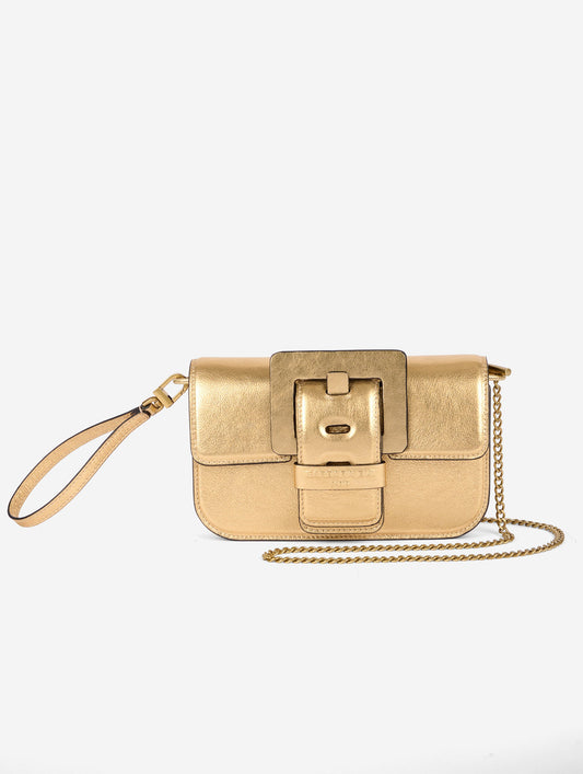 Small "Like Me" bag in gold metallic leather