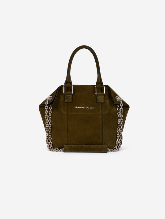 "Little Chamallow" bag in olive green suede