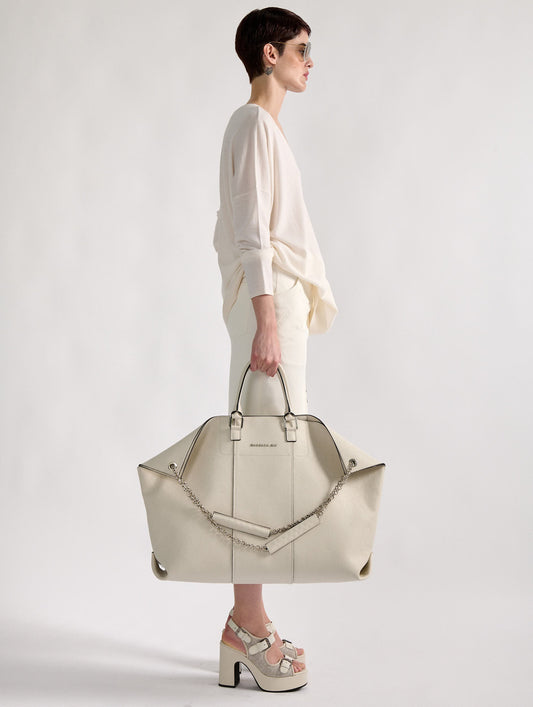 "Big Chamallow" bag in ivory leather