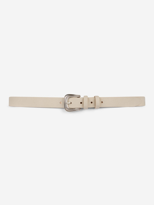 Thin belt in ivory suede