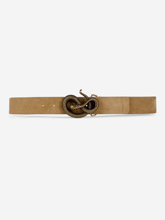 Large belt in taupe suede