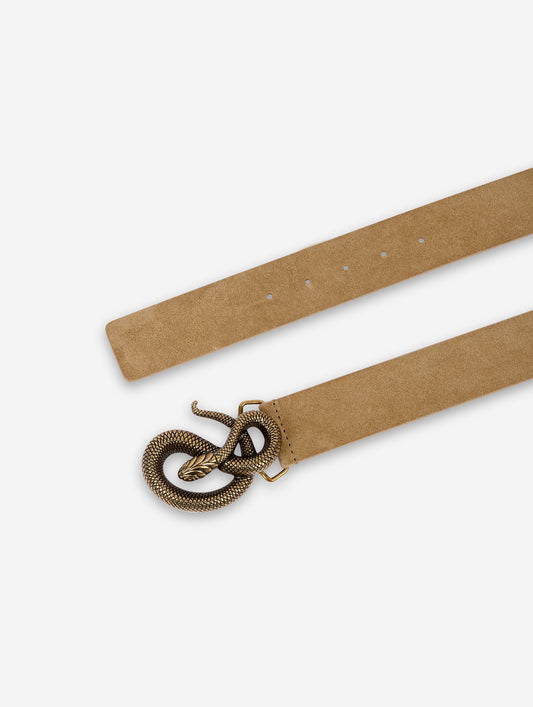 Large belt in taupe suede